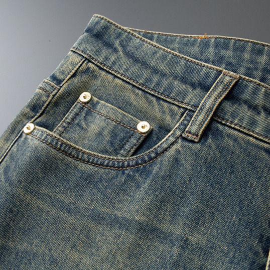 Designer Jeans New Fashion Retro Blue Heavy Craft Washed Embroidered Denim Men's Pants Luxury Men's Business Casual Straight Leg Slim Fit Ba