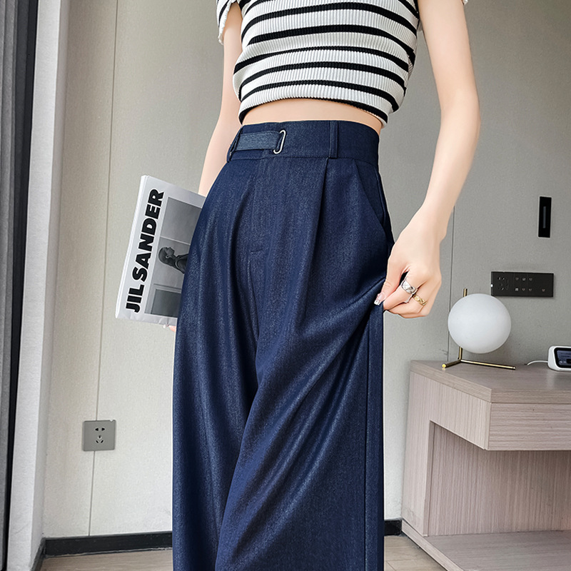 Women's Tencel Designer Pants Jeans Summer Thin New Style High-waisted Draped Petite-friendly Ice Silk Wide-leg Pants In Stock