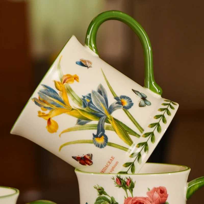 1PC Ceramic Coffee MugTea CupCreative Hand-Painted Ceramic MugClassic Drinking Mug with HandleSuitable for Hot or Cold Beverages H260323