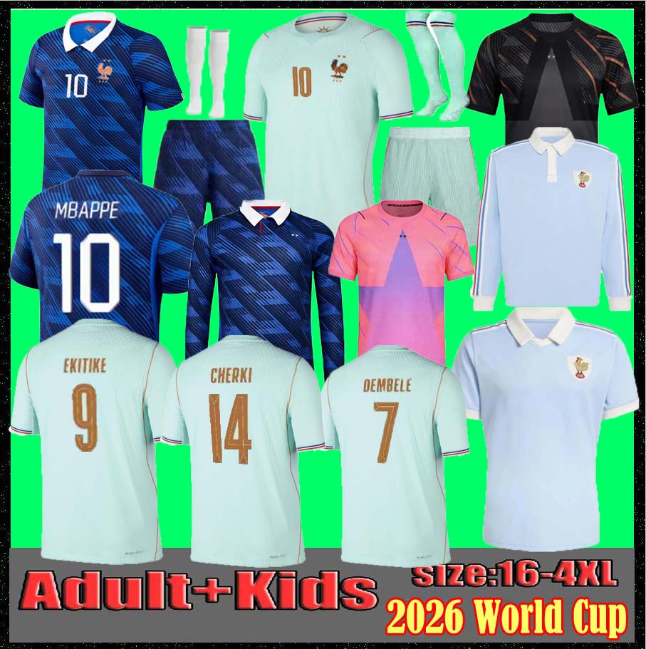 french soccer jersey 25 26 MBAPPE BARCOLA OLISE EKITIKE 2026 2027 DEMBELE Maillots de football shirt equipement de foot Men kids kit enfants France 120TH RUGBY