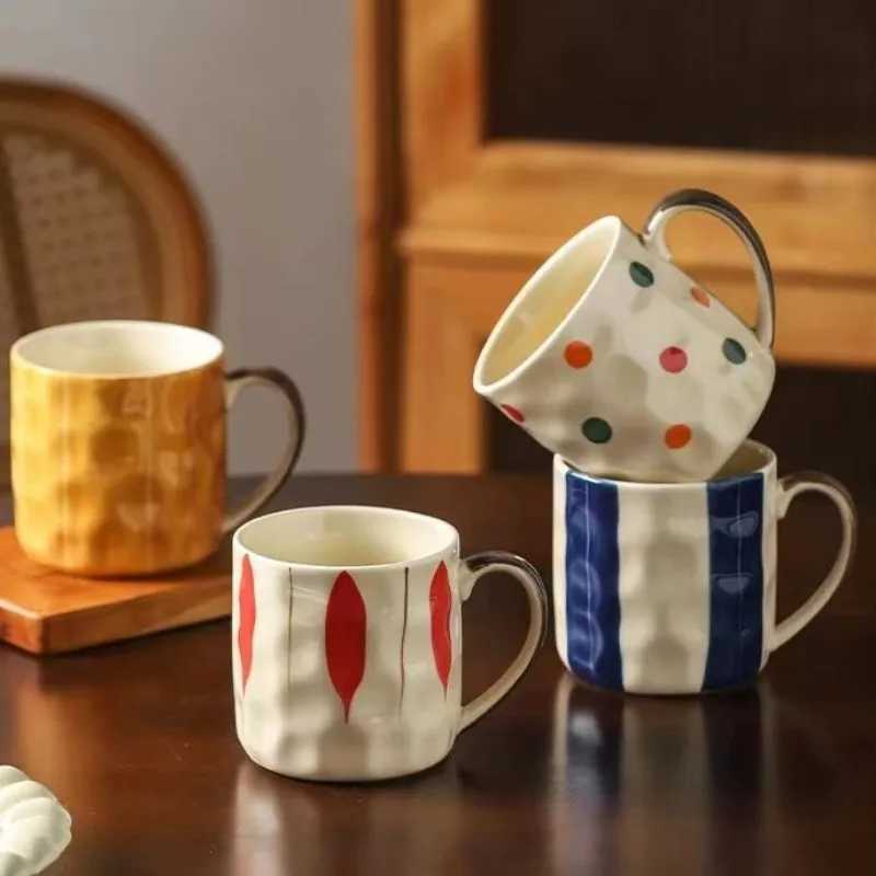 350ml Vintage Coffee Mug Home Ceramic Breakfast Milk Mug Exquisite Polka Dot Afternoon Camellia Flower Tea Cup Birthday Gift New H260323