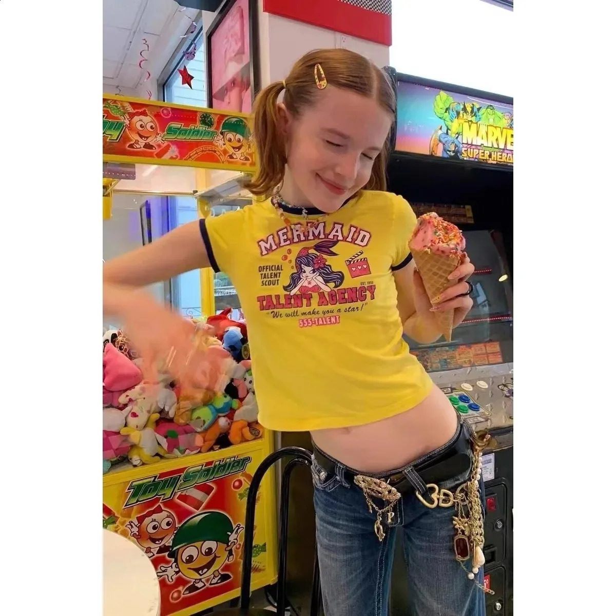 T-shirt Hip Hop Top EMO Spicy Girl Y2k Crop top Harajuku Graphic Print Grunge Goth Vintage Tee Punk Streetwear Short Sleeve 260321