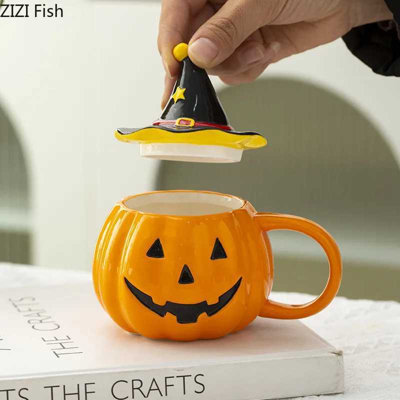 Halloween Pumpkin Porcelain Mugs Water Cup Creative Tableware Coffee Mug Dining Table Afternoon Tea Teacup Fruits Juice Cup D260323
