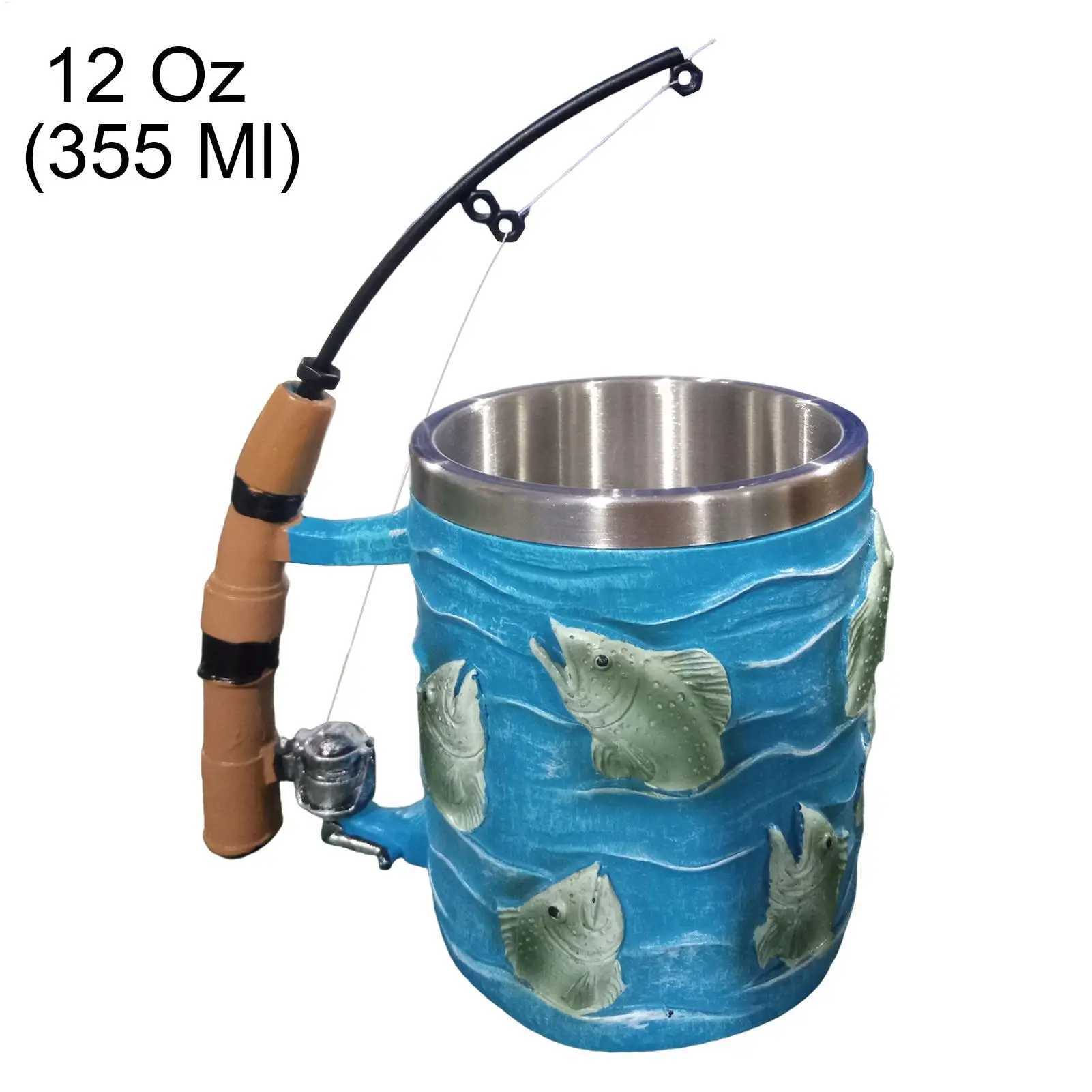 Resin Coffee Mug Cold Hot Beverage Cup Creative Funny Fishing rod shaped handle Cup For Chocolate Tea Wine Beer Home Camping D260323