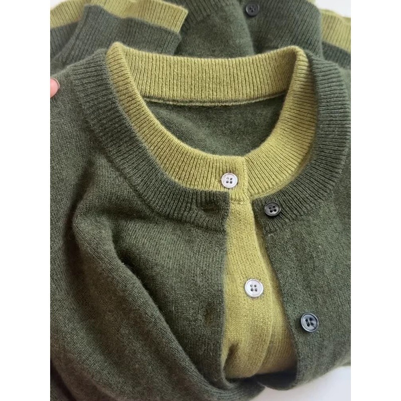 Korean Style Polo Green Designer Hoodie Soft Faux Two-piece Knitted Cardigan For Women Autumn And Winter Thickened Designer T-shirt Sweater Coat Soft Short Top