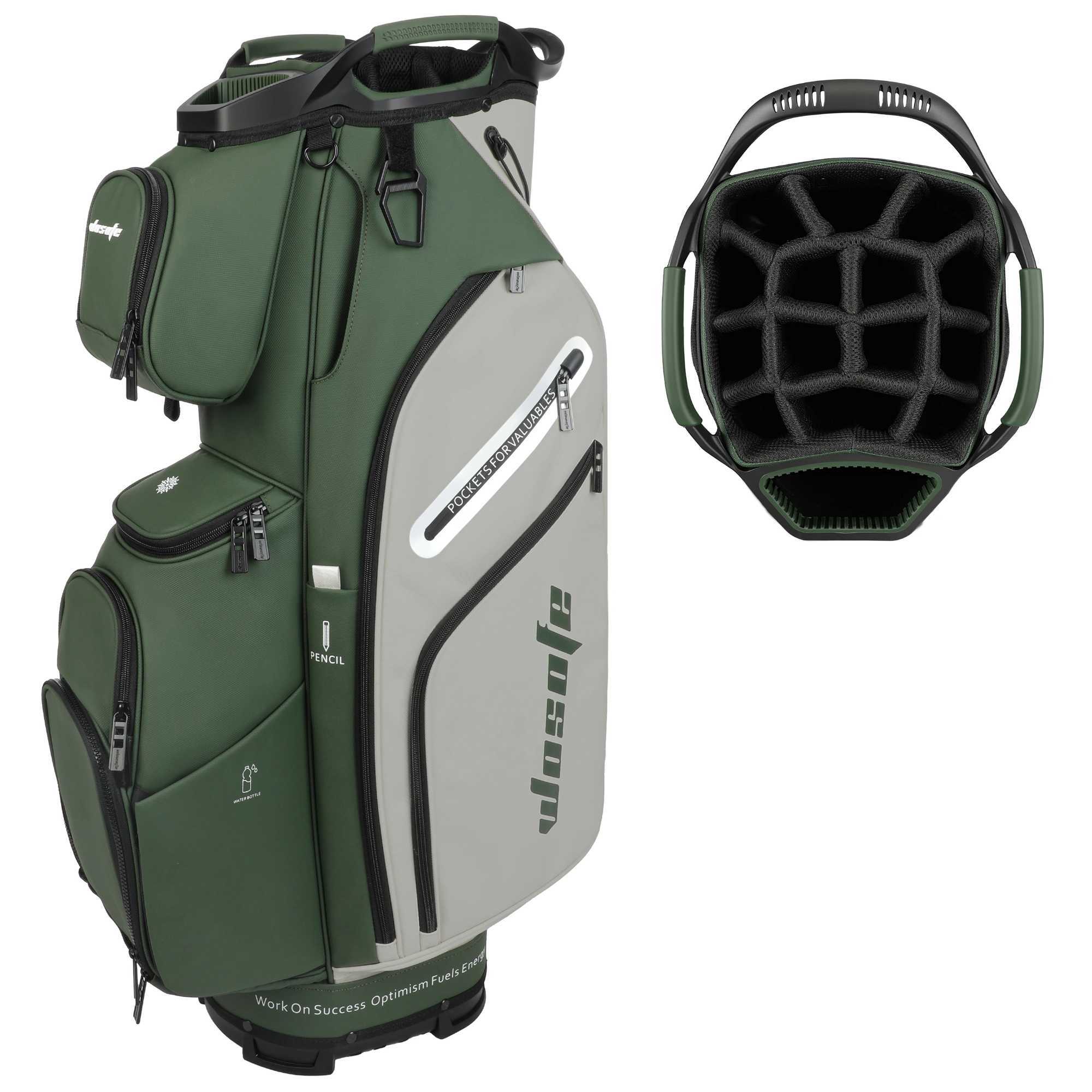 PU Leather Lightweight Men Women Blue White Black Green Golf BagMultiple 10 Pockets 14-Way Dividers Cooler Pouch Golf Cart Bag D260323