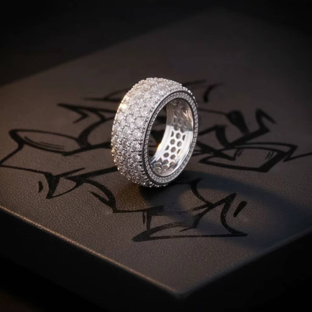 Solid 9K 10K 14K 18K 22K Gold Custom Jewelry Hip Hop IGI Certified VVS Lab Grown Diamond Iced Out 3 Rows Band Eternity Band Ring