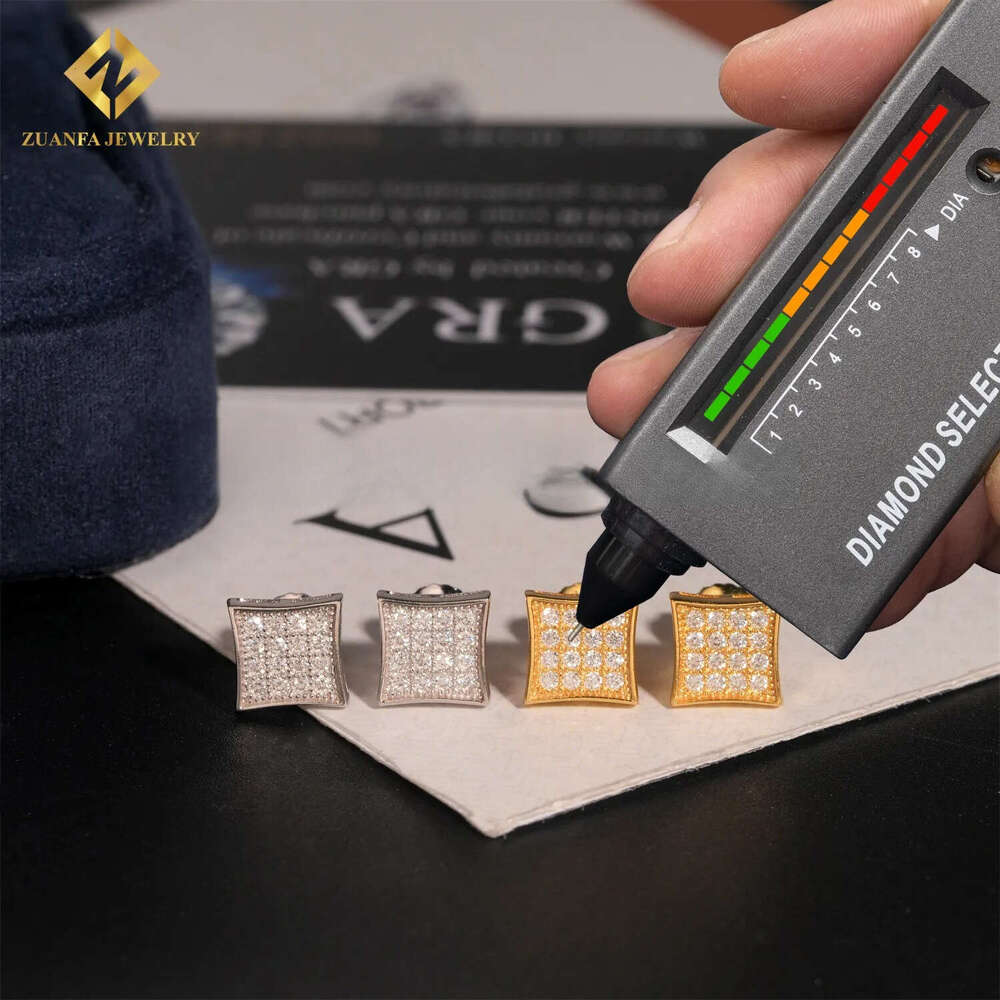 Ready to Ship Wholesale Hip Hop Jewelry Ear Studs VVS Moissanite Diamond 925 Sterling Silver Iced Out Stud Earring Men Women