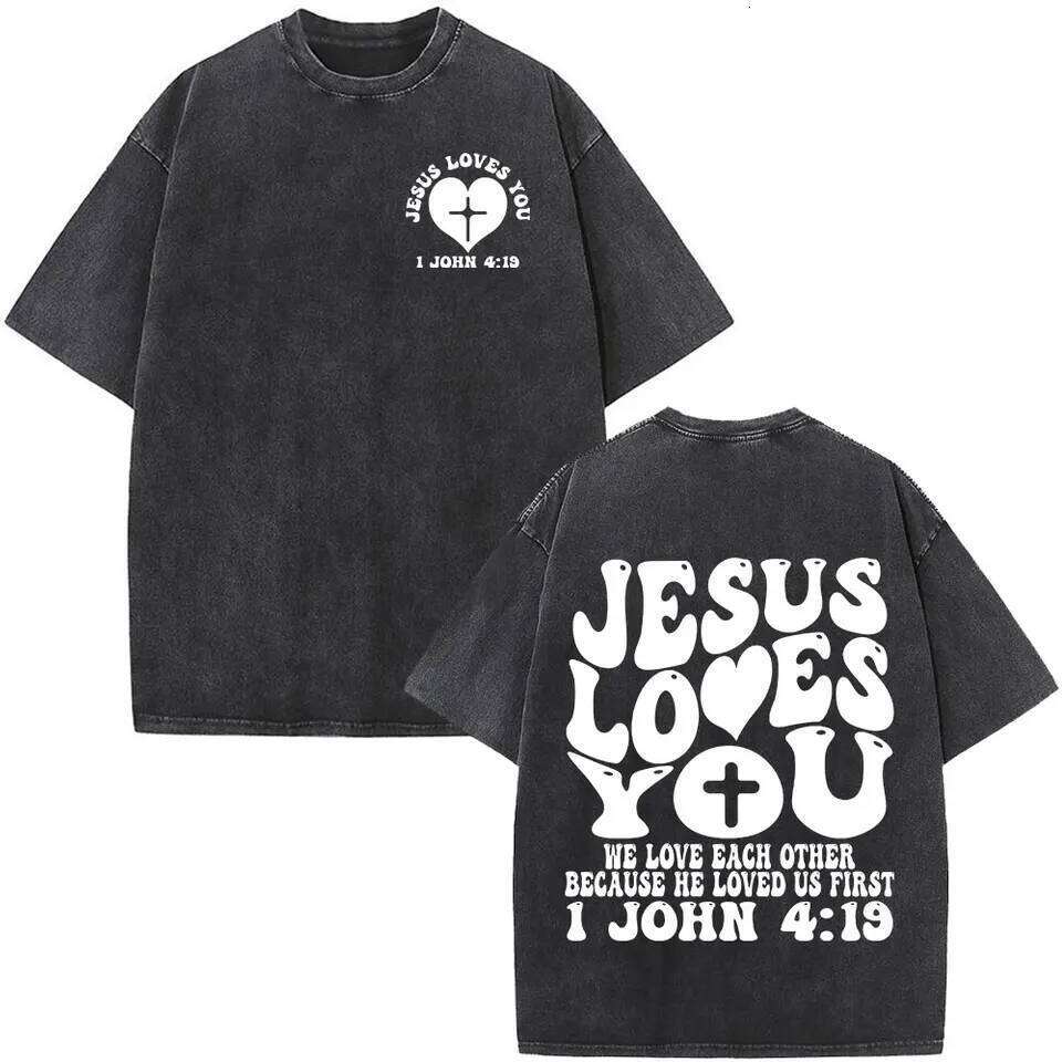 Christian Jesus Faith Over Fear Bible Verse Washed T-shirts Men Women Fashion Vintage Oversized T Shirts Harajuku Cotton T-shirt 26H0323