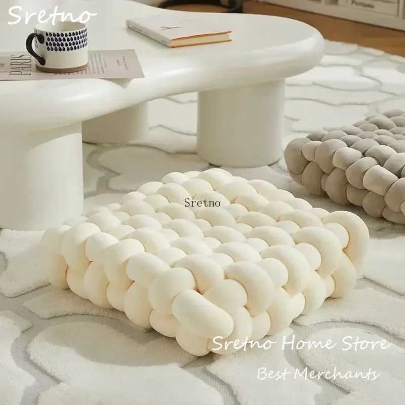 Hand-made Woven Buttocks Cushion 2025 Square Floor Cushions Nordic Aesthetic Stuffed Pillow Office Chair Decorative Plush Cojine H260323
