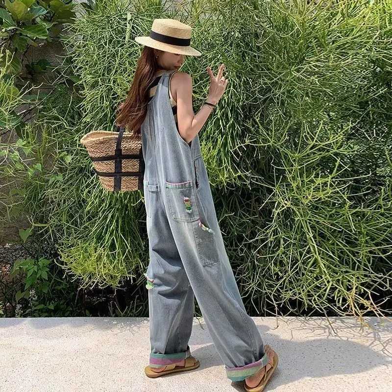 Jumpsuits WomenS Elegant Long Overalls Folding Embroidery Zipped Harajuku Strapping Tightfitting Special Spliced Regular Pile M260323