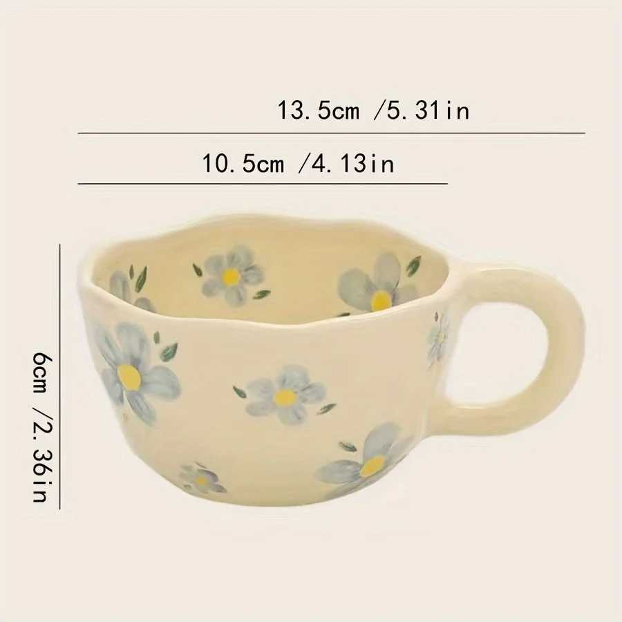 Milky Yellow Ceramic Mug Hand-Pinched Unique Design for CoffeeTeaBreakfast Perfect Gift Reusable for Home Office Cafe H260323