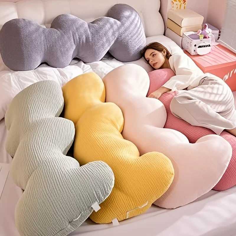Versatile Cloud Wave Leg Pillow - Soft Polyester Hand-Washable Perfect for Bedroom Living Room Decor H260323