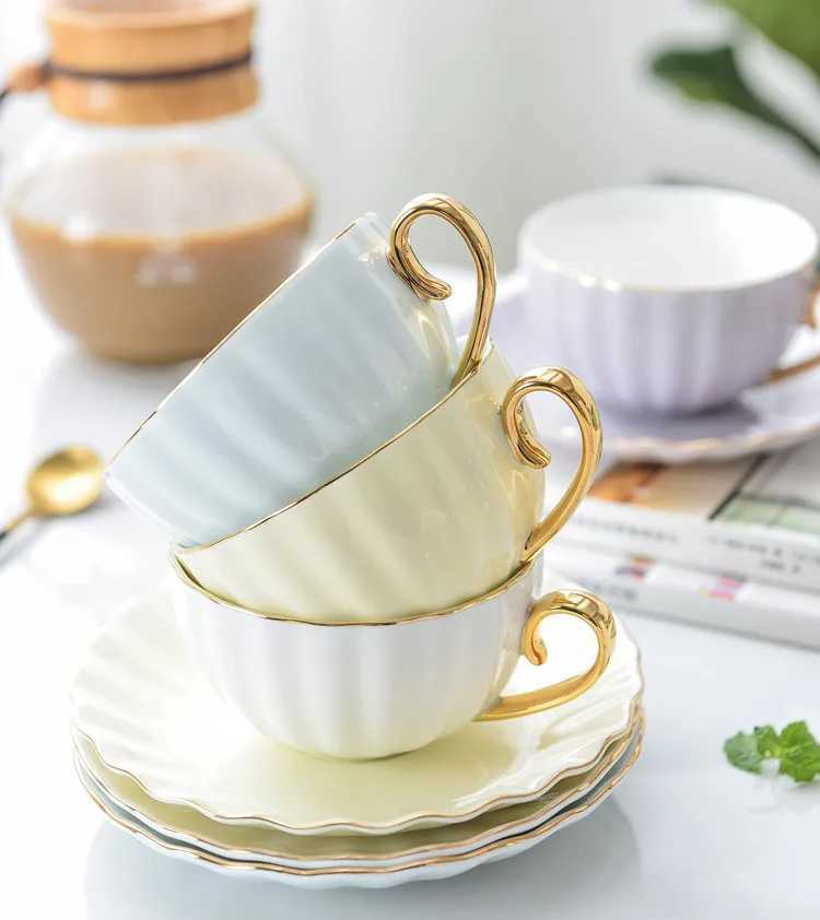 Pink Cute Creative Porcelain Cup And Saucer Ceramics Coffee Cup Simple Tea Sets Modern Design Home Flower Red Tea Cup H260323