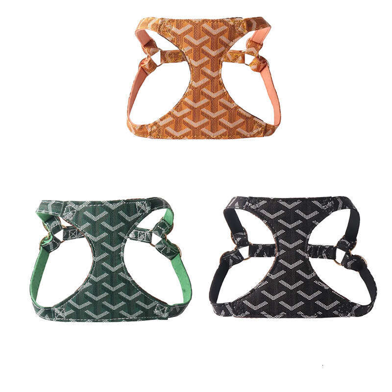 Dog Cat Harness Aminger Leash Vest Style Small Harness Breathable Mesh Dog Teeth PU Suede Set Pet Supplies Dog Cat Collar
