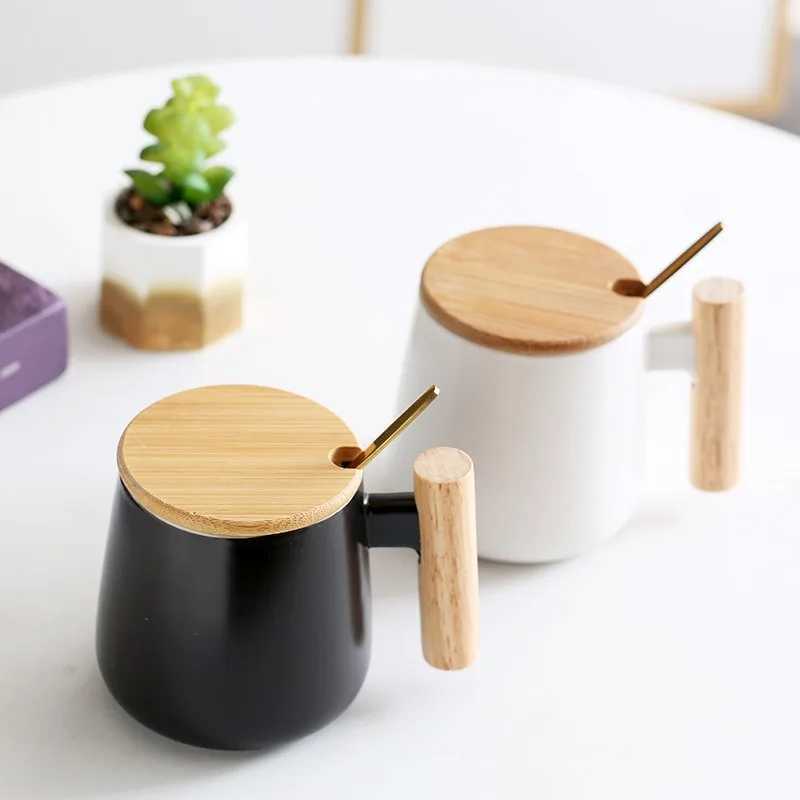 Ceramic Coffee Mug Tea Cup for Office and Home 301-400ml Cup with Lid and Coffee Spoon Birthday Gifts for Women and Men D260323
