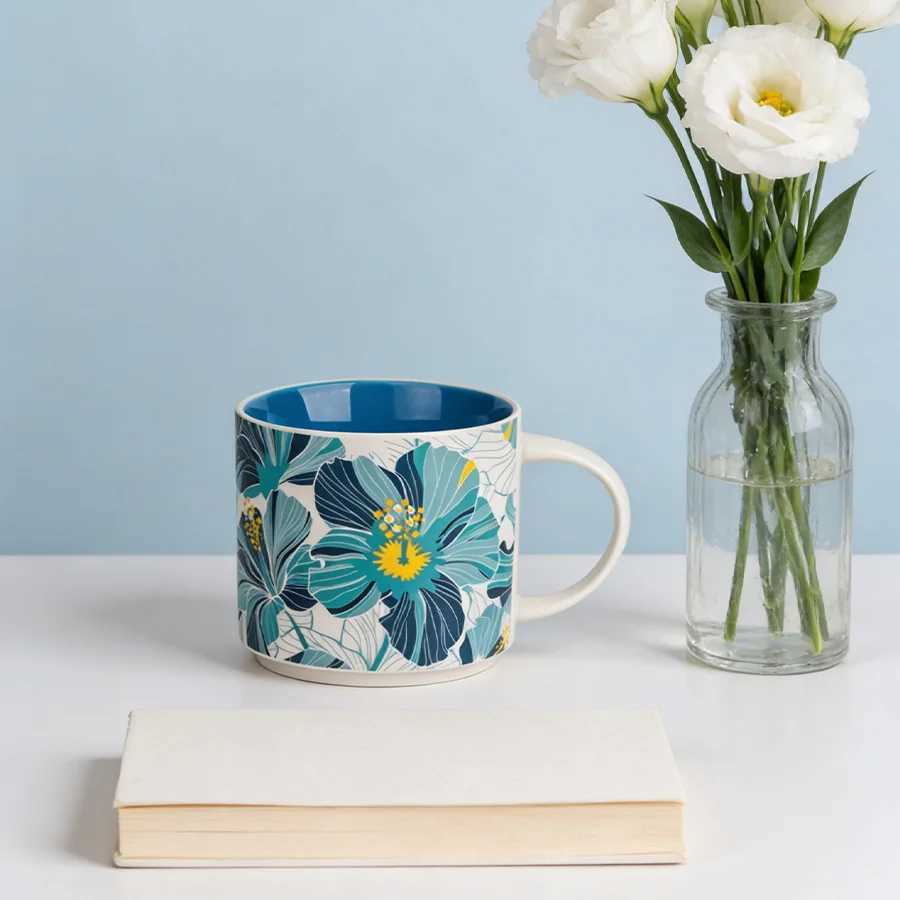 Ceramic cup Coffee cup Water cup Mug Tea cup Cup Dedicated Japanese style Ceramic Floral pattern Couple H260323