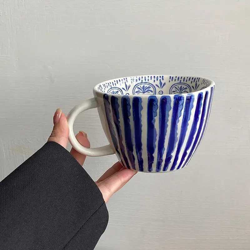 Instagram style retro hand held irregular ceramic coffee cup H260323