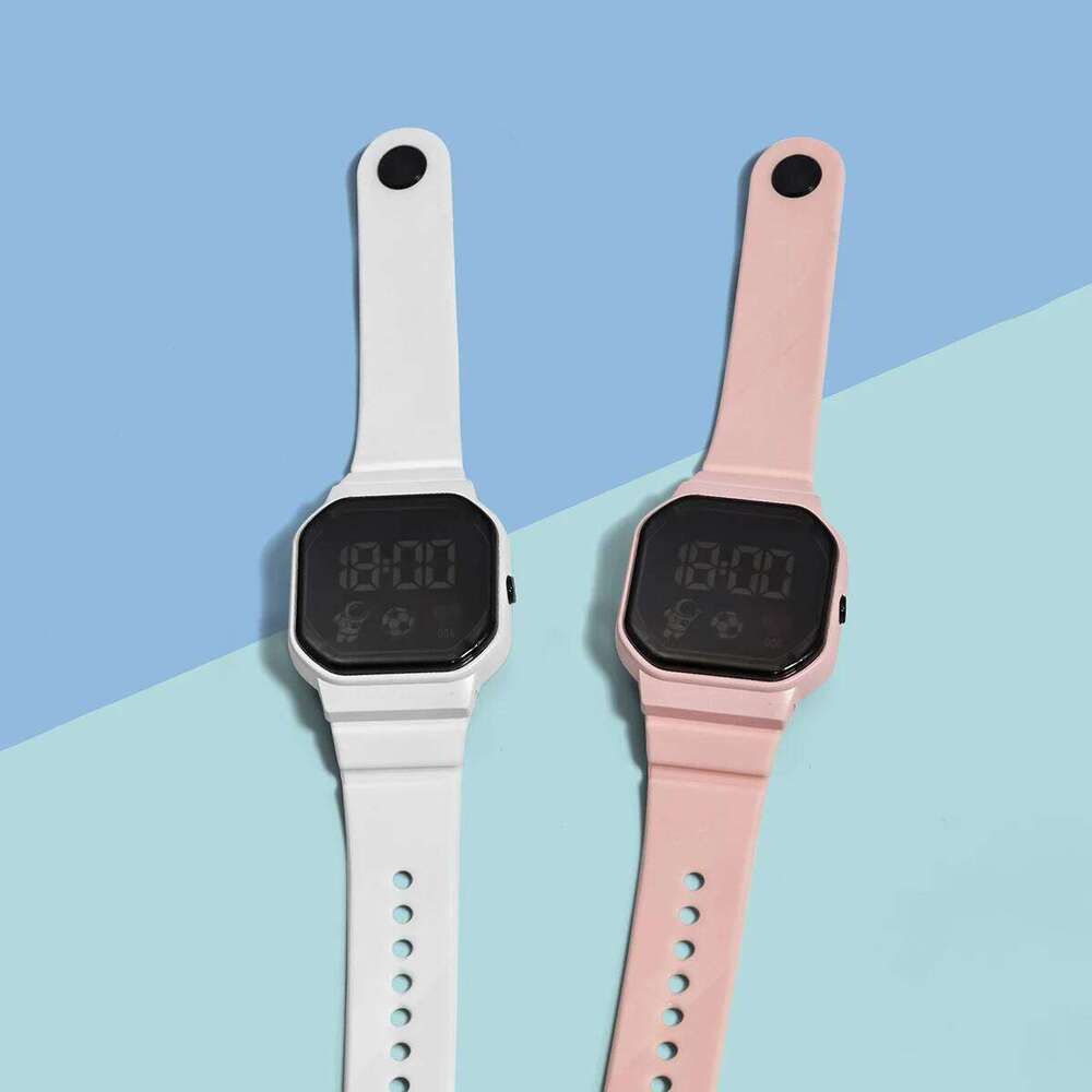 Two Sets of kids Watches Multi-color Simple Football Student Sports Watch Men's and Women's LED Touch Screen Clock
