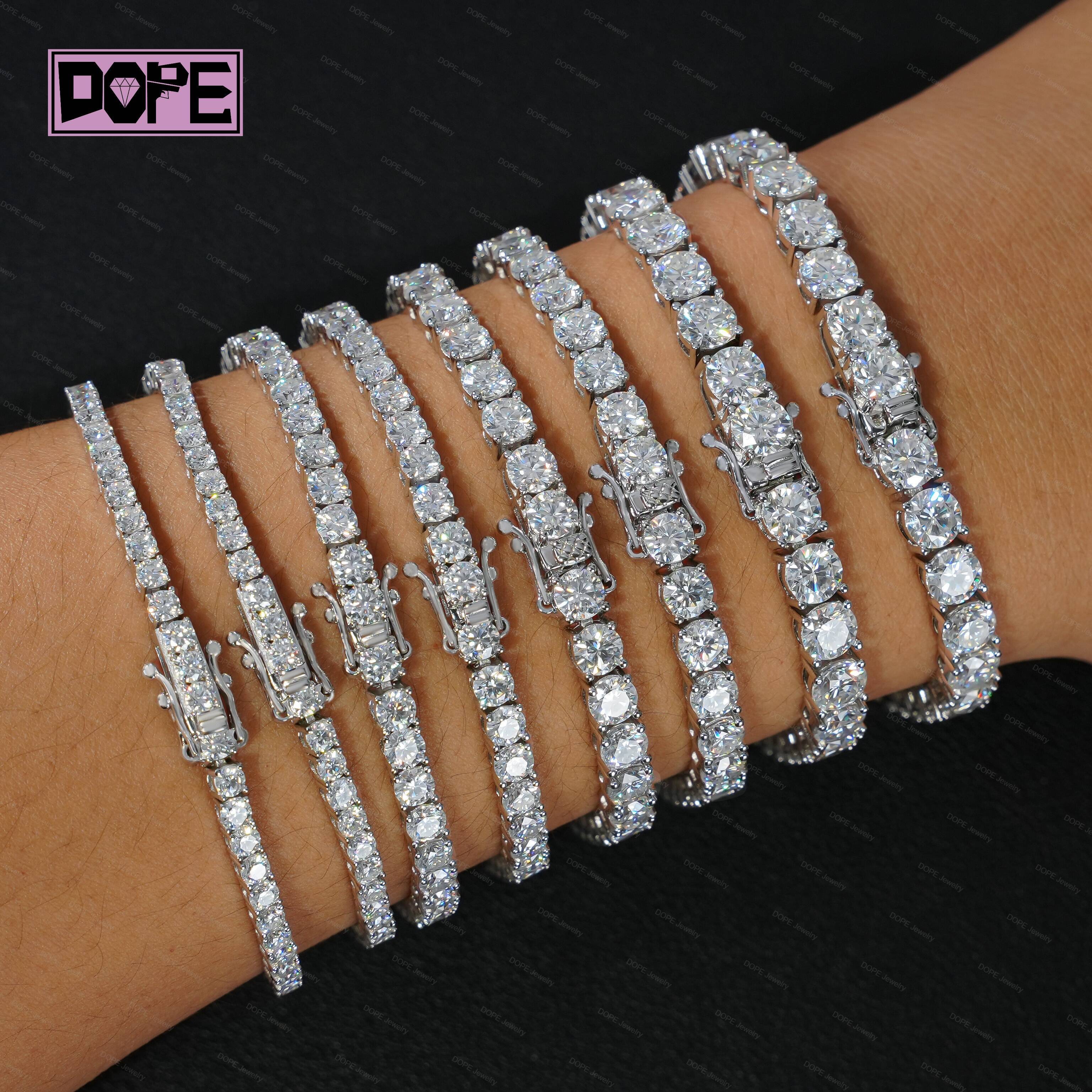 USA Stock 3mm 4mm Moissanite Bracelet Tennis Chain 925 Silver GRA Certified VVS Moissanite Tennis Bracelet
