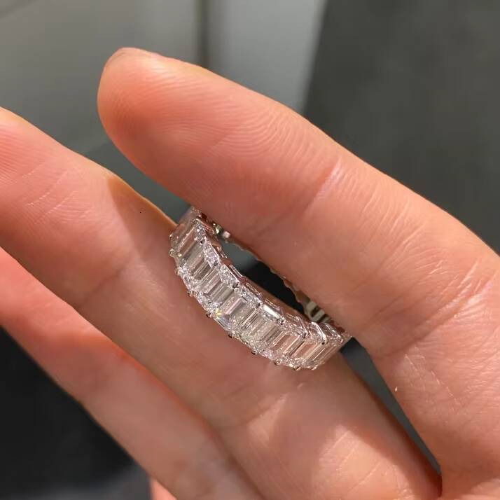 Emerald Eternity Band Lab-grown Diamond Lab Grown Diamond 14K 18k Gold Band Ring IGI Certificated Wedding Band Rings