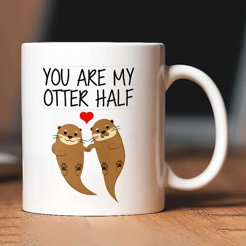 1pc Otter Love Ceramic Coffee Mug - Insulated Reusable Machine Washable Multipurpose Perfect for Mothers Day Birthdays D260323