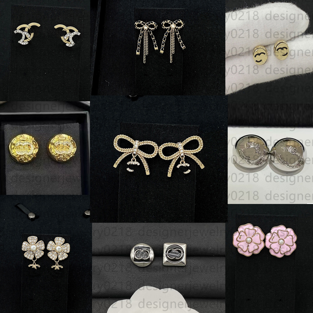 earrings designer earrings for women luxury designer AAA high quality Letter studs geometric famous women's round diamond crystal earrings wedding jewelry gift box