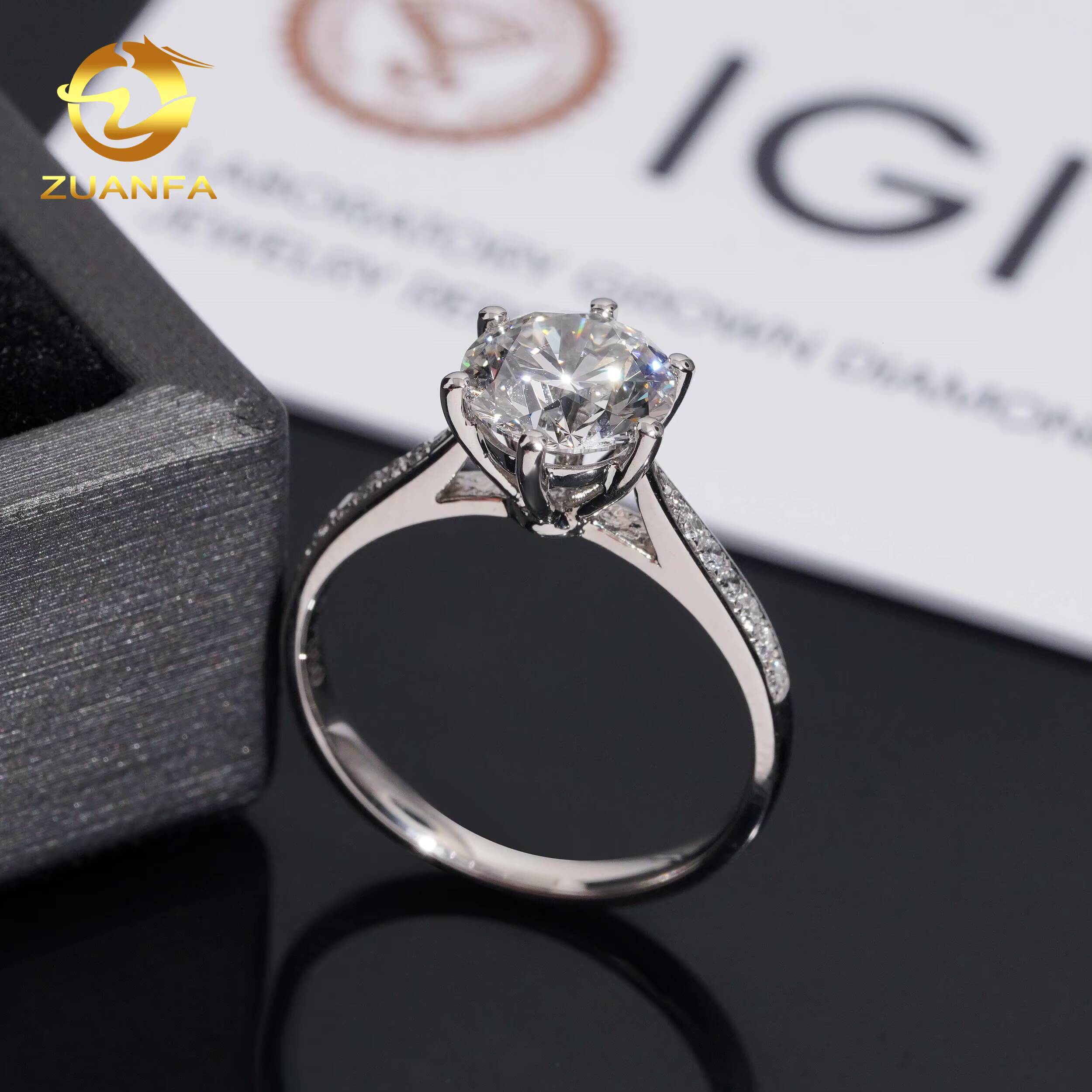 IGI Certificate 6Prongs Diamond Wedding Ring Platinum Women Fine Jewelry Lab Grown Diamond Engagement Ring for Women