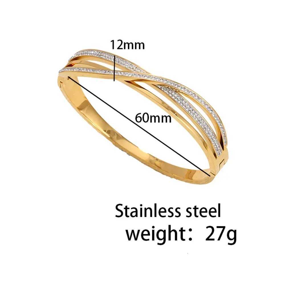 Stainless Steel Cross Zircon Luxury Gold Plated Jewelry Bangles Womens Jewelry Wrist Accessories Mothers Day Gift H260323 - view 3
