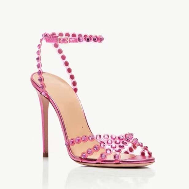 Cross-Border Manufacturer Order European And American Style Elegant Socialite Jelly Sandals Stiletto Colorful Diamond High Heels For Banquets