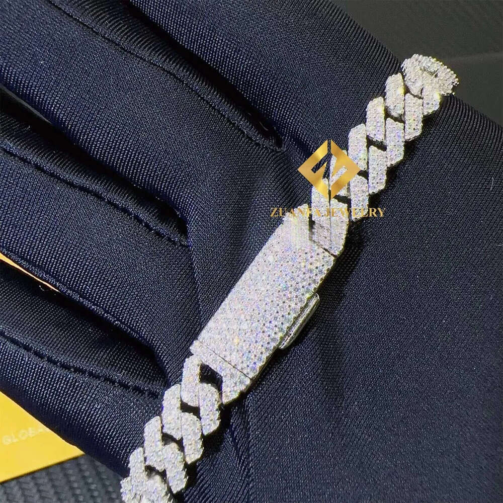 2026 Hot Selling Pass Tester 8mm Two Ice with VVS moissanite Rows Iced Out Hip Hop VVS1 Moissanite Cuban Link Chain Necklace