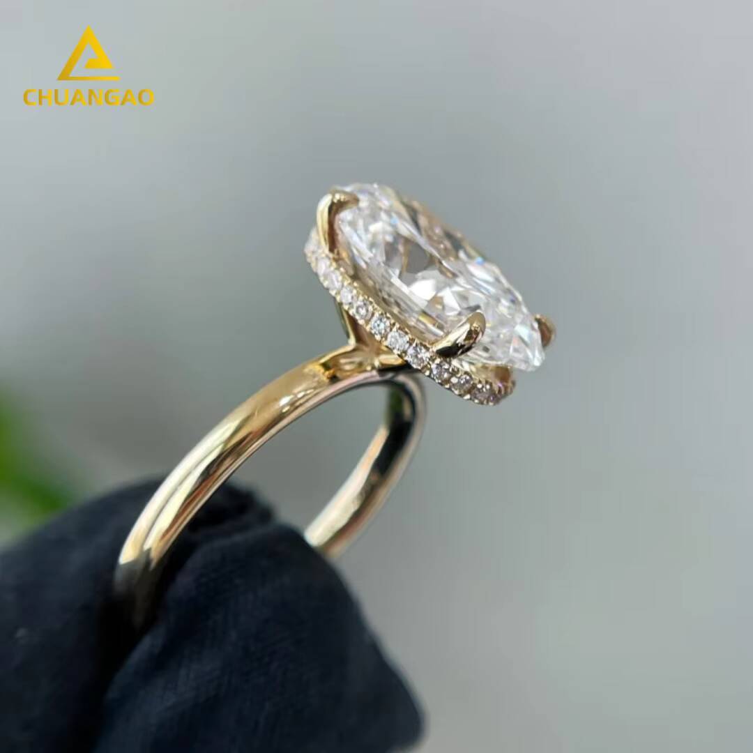 Wholesale Ring Lab Grown Diamond Class Ring 1ct 2ct 3ct 9k 14K 18k Solid Gold Oval Real Diamond Engagement Rings for Women