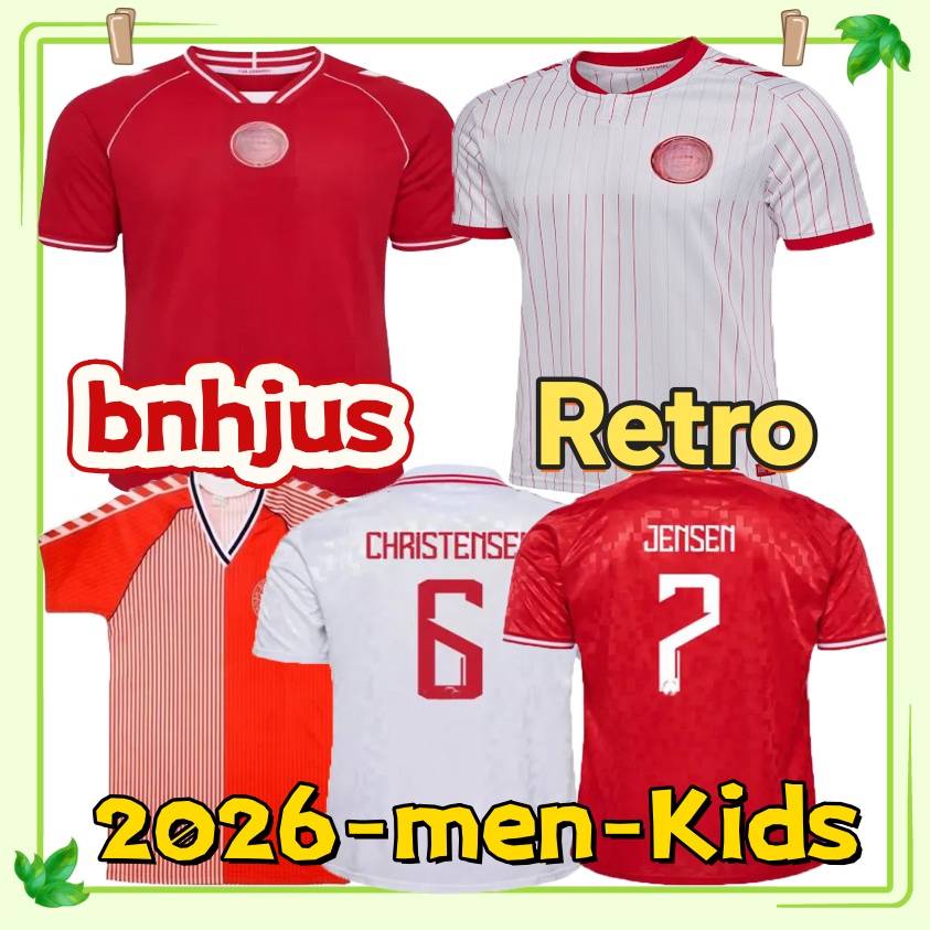 24 25 Denmark Soccer Jersey National Team Full Set Home Red Away White Men Uniform CHRISTENSEN JENSEN ERIKSEN DOLBERG Football Shirt Men Kids Kit