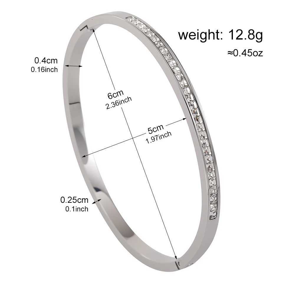 Yupsk New Fashion Inlaid Square Zircon Stainless Steel for Women Simple Minimalist Jewelry Wedding Party Gift H260323 - view 7