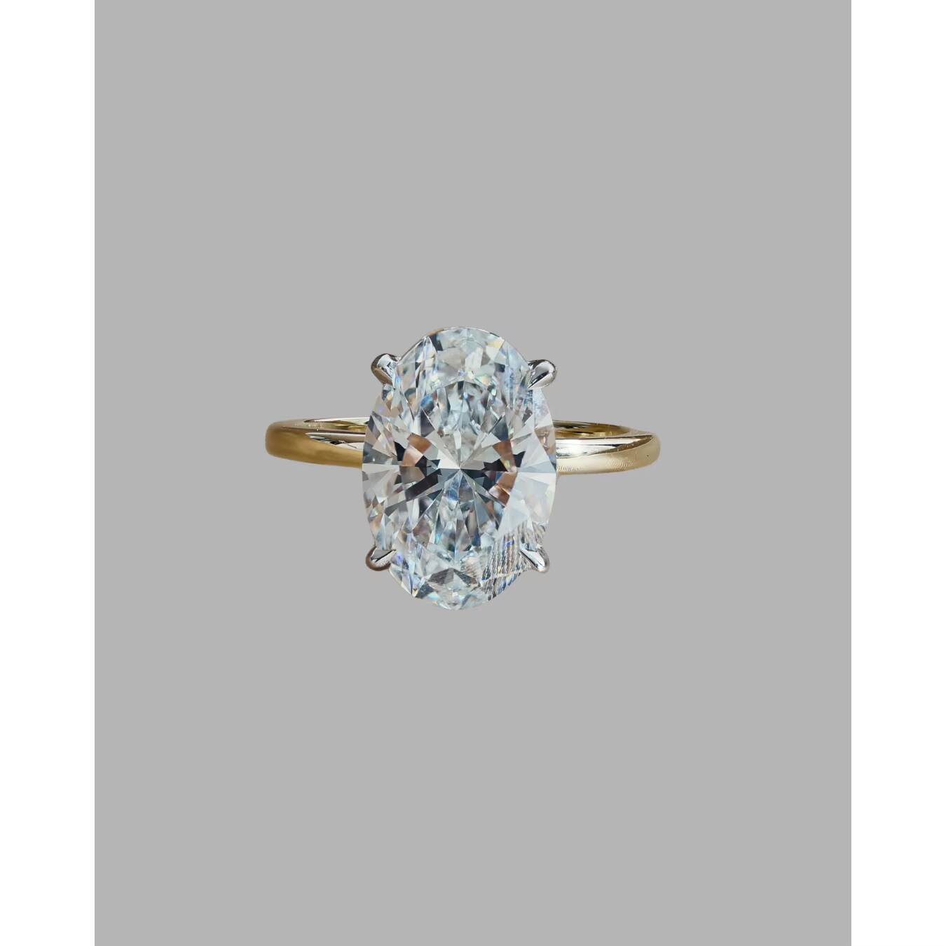 403 Ct Oval Cut Lab-Grown Engagement Ring IGI Certified VS1 Diamond with Hidden Halo Two-Tone 14K Gold Elegant Style
