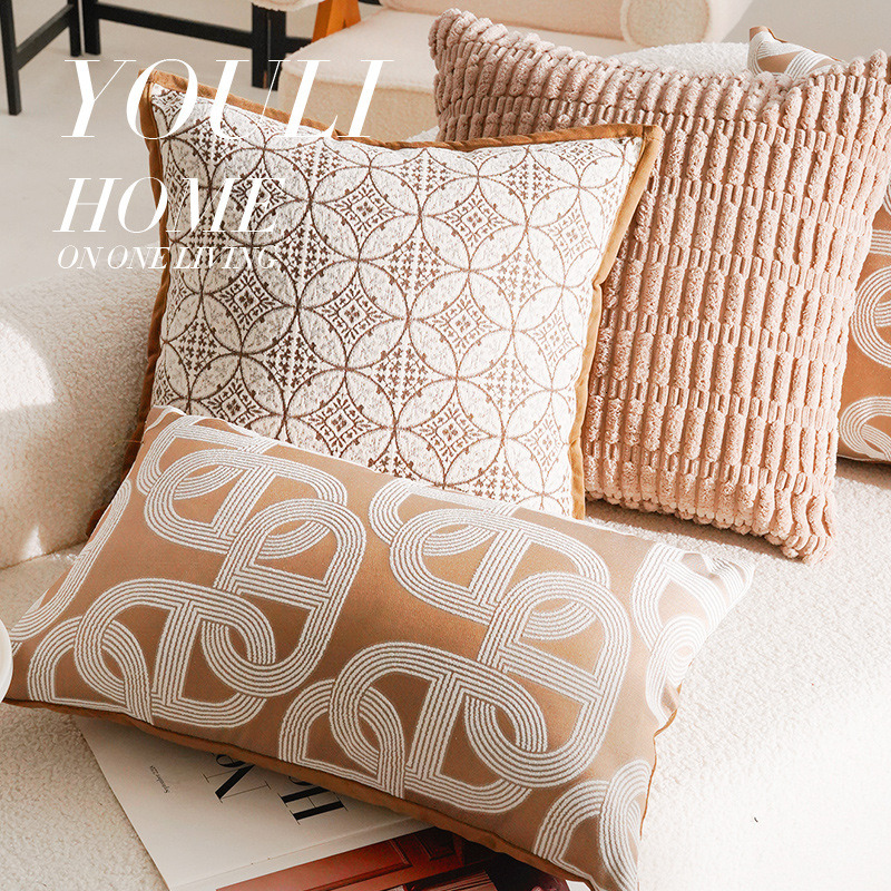 & Vintage Brown Style Luxury French Sofa Cushion Covers New Chinese Style Minimalist Pillows Headboard Cushions And Backrest Pillow Case