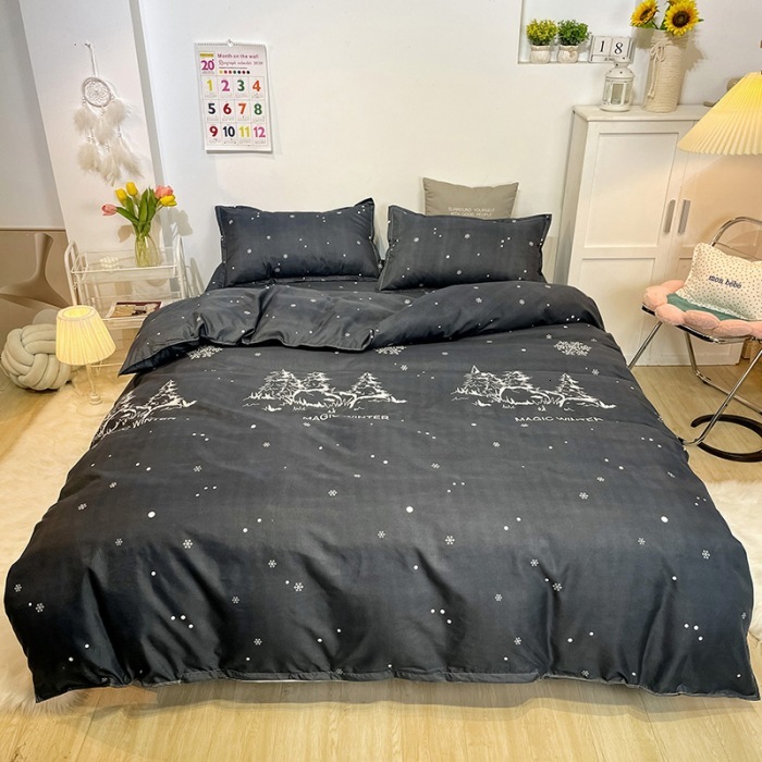 Minimalist 4-Piece Aloe Vera Cotton Duvet Cover Set, 3-Piece Sheet Set, Student Dorm Gift Set 2