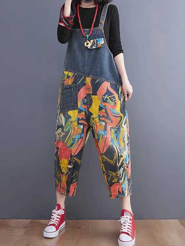 AmaxluluE Streetwear Summer Womens Fashion Denim Overalls Loose Vintage Jeans Ladies Casual Classic Pants Solid Trousers M260323