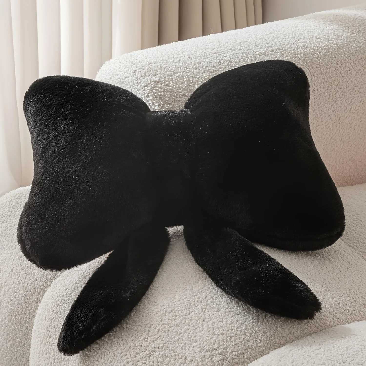 Cute Bow Pillow - Soft Hand Washable Pink/White/Black Perfect Decor Gift for Bedroom Sofa Halloween Easter Christmas H260323
