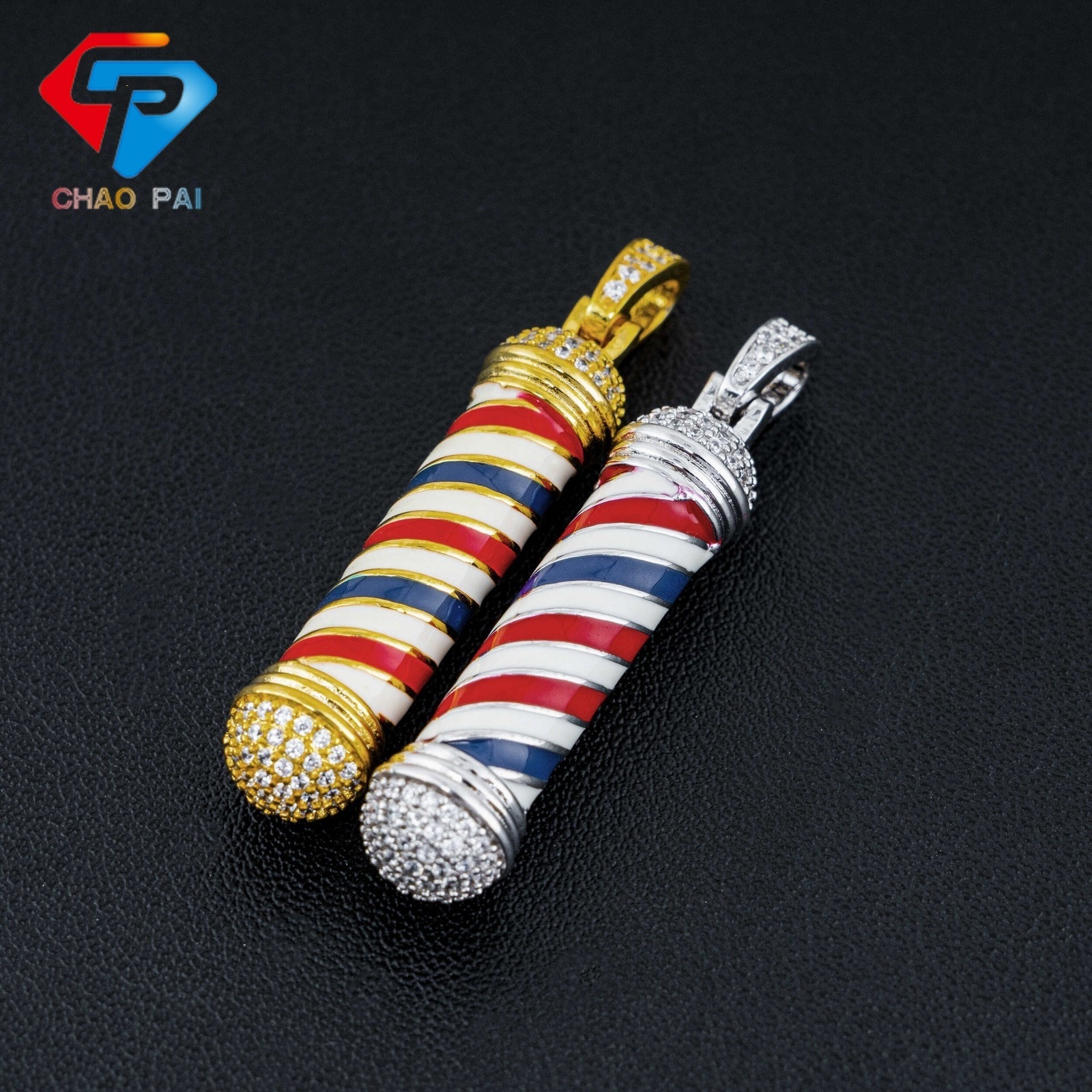 Fashion Barber Shop Pole 3D Barber Pole Chain Pendant Necklace Hip Hop Barber Hairdresser Gothic Necklace Jewelry 240531