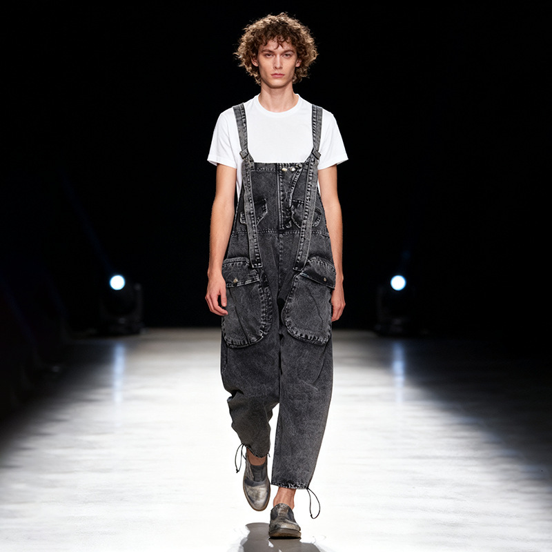 American-style High-waisted Denim Designer Pants Overalls 2026 Spring New Model Loose Fit With Large Pocket Design Unique Wide-leg Pants For Women
