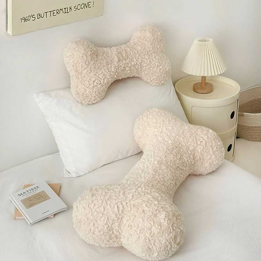 Comfortable White Bone Back Cushion Stuffed Bone Long Pillow Sofa Bed Back Cushion Nordic Style Home Decor Gifts Girl H260323