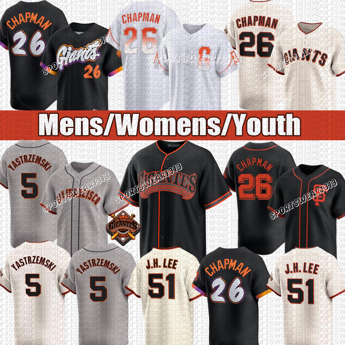 San Francisco GiantsJersey Giantss Jersey #62 Webb #26 Chapman #51 J. H. Lee #2 Adames #14 Bailey Baseball Jerseys