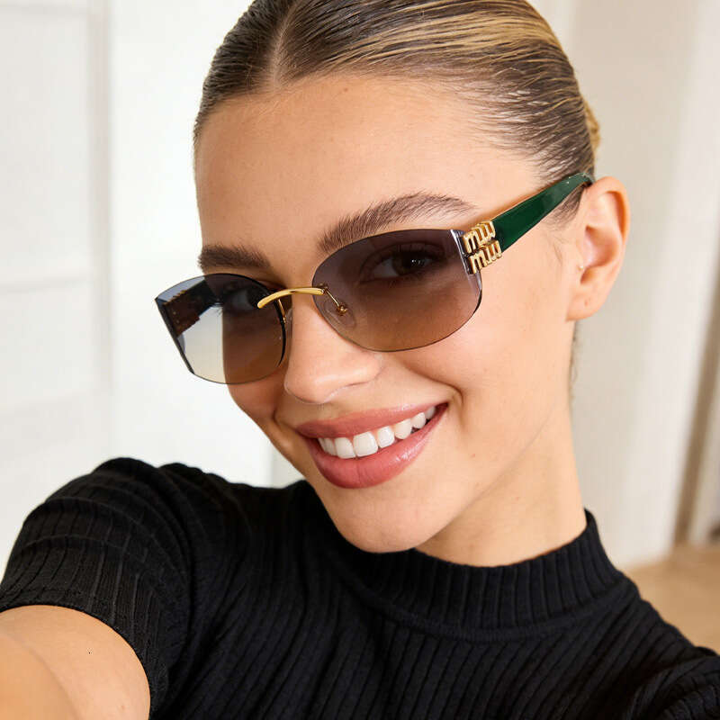 Sunglasses M Letter Frameless Cut Edge High End Design with UV Protection for Daily Outdoor Wear Gift High Quality Texture