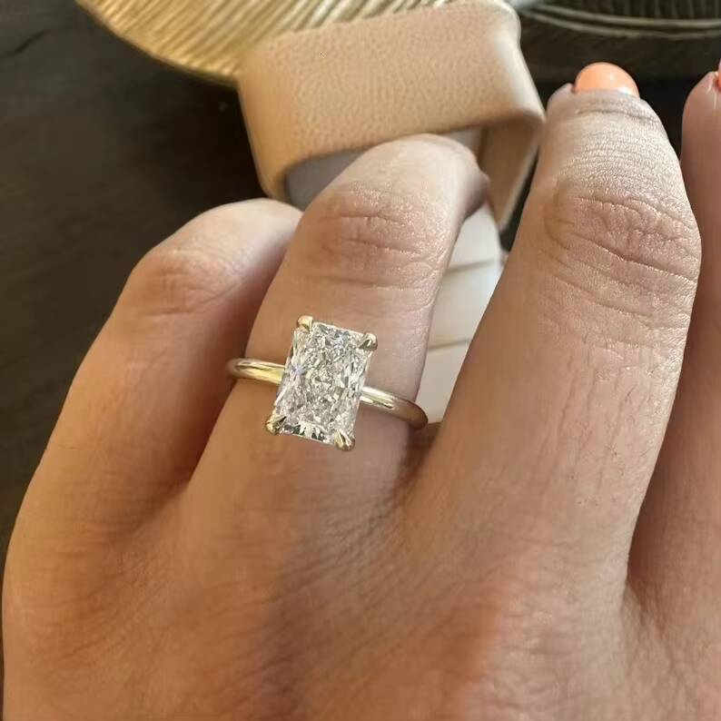 14K Solid Yellow Gold 2ct Radiant Cut IGI Certified Lab Grown Diamond Engagement Ring