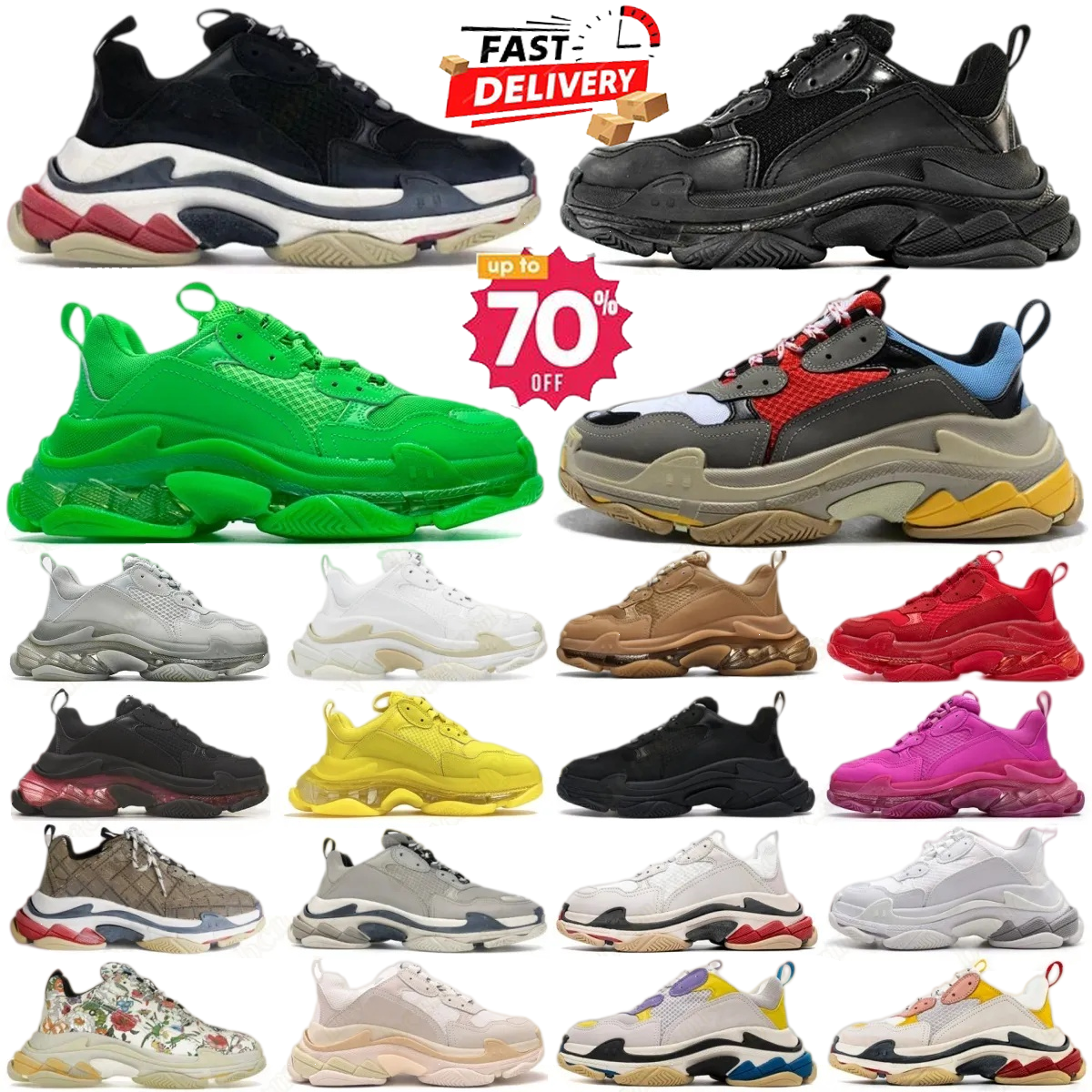 Designer triple Sport Outdoor Designer S Luxury Sneakers Men Women Running football Triple White Black Yellow Pink Burgundy Leather Mens Trainers Sport Shoes