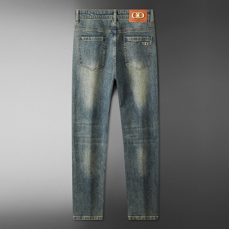 Designer Jeans New Fashion Retro Blue Heavy Craft Washed Embroidered Denim Men's Pants Luxury Men's Business Casual Straight Leg Slim Fit Ba