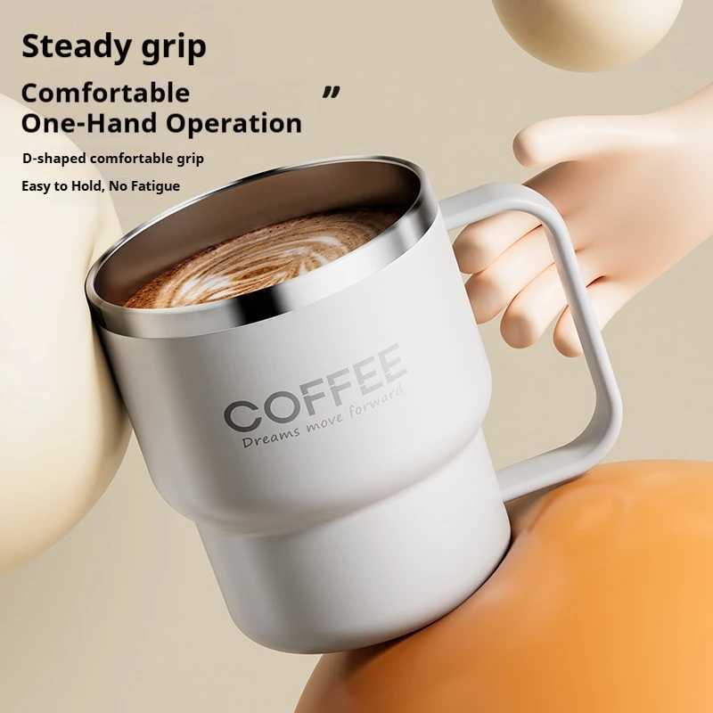 400ML Milk Coffee Mug Stainless Steel Coffee Mug With Handle Portable Double Layer Sealed Leak-proof Drinking Thermal Water Cup D260323