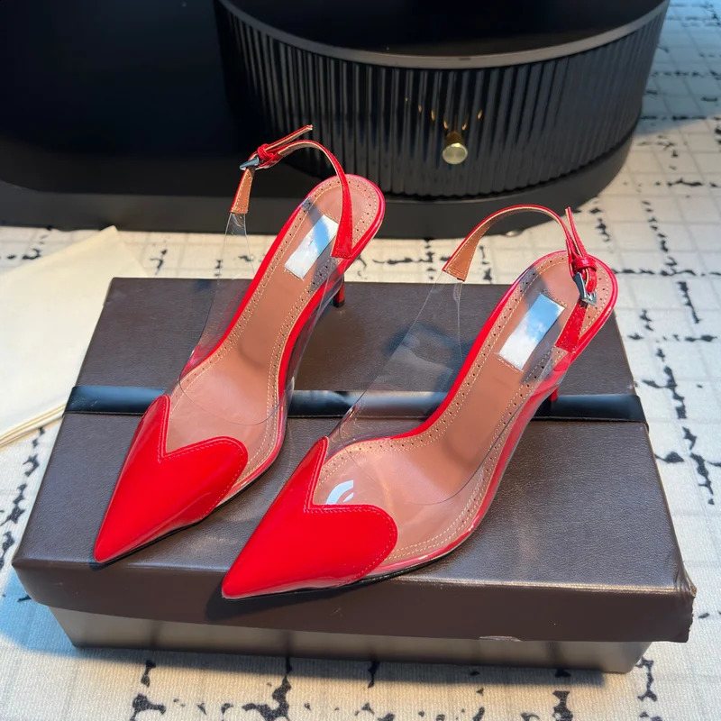 2026 n Heart-shaped Pointed Toe Backless Cool Shoes for Women Fashionable Transparent High-Heeled Bao Head Shoe 260323
