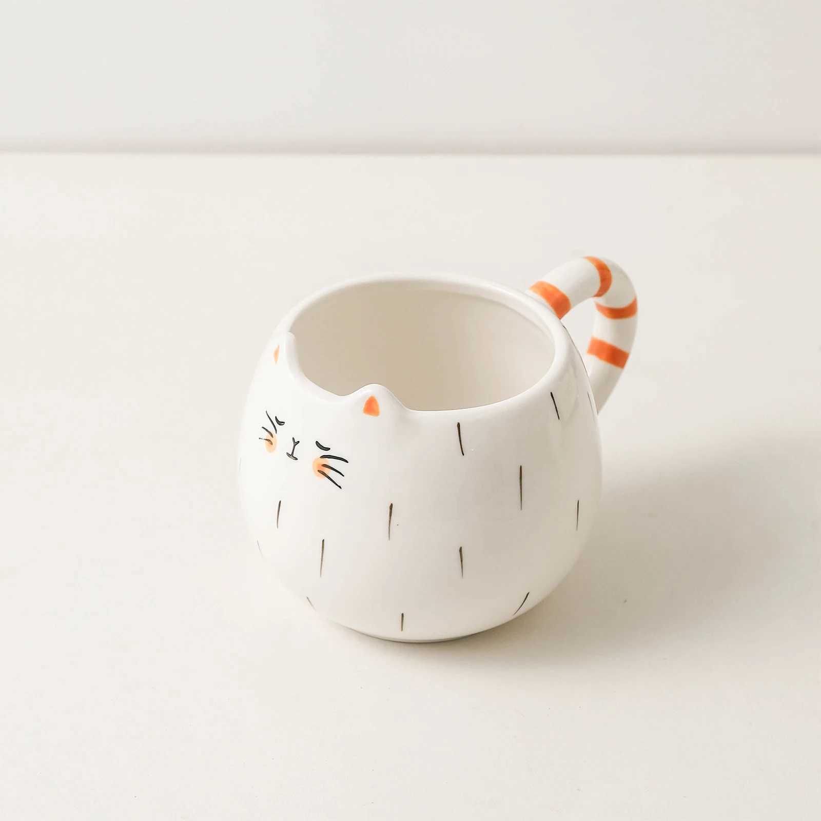 Ceramic water cup afternoon tea milk coffee milk tea cup cute cat shaped mug home drinking set D260323